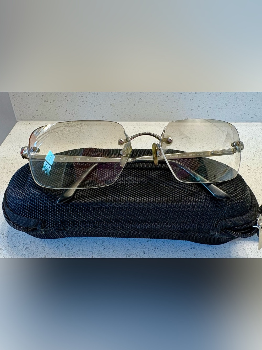 Unisex 's Rimless Ray- ban Aviator Sunglasses - Brown Gradient Lenses - Picture 2 of 5